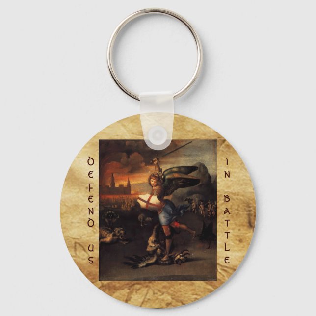St Michael and the Dragon ,brown black Keychain (Front)