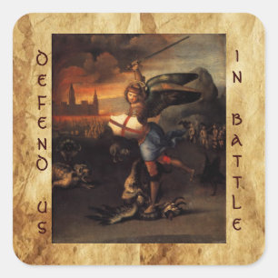 St Michael and the Dragon ,brown parchment Square Sticker