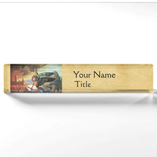 St Michael and the Dragon Parchment Nameplate