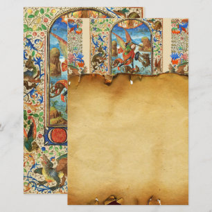 ST. MICHAEL ARCHANGEL AND DRAGON Flemish Miniature Stationery