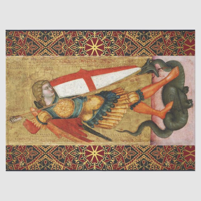 St. Michael Archangel and Dragon Sienese Tissue Paper (Front)