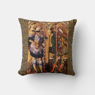 St. Michael Archangel and Saint George with Dragon Throw Pillow
