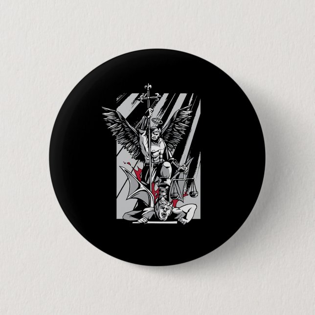 St Michael Archangel Evil Religion Faith Believer  2 Inch Round Button (Front)