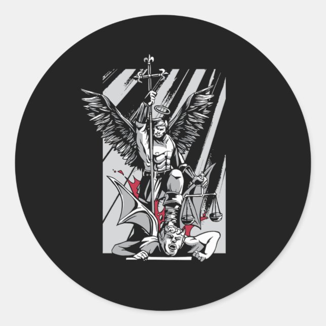 St Michael Archangel Evil Religion Faith Believer  Classic Round Sticker (Front)