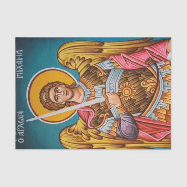 St. Michael Archangel Orthodox Christian Icon Tissue Paper (Front)