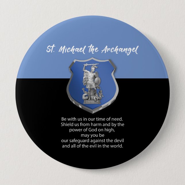 St. Michael Archangel Prayer Thinking of You 4 Inch Round Button (Front)