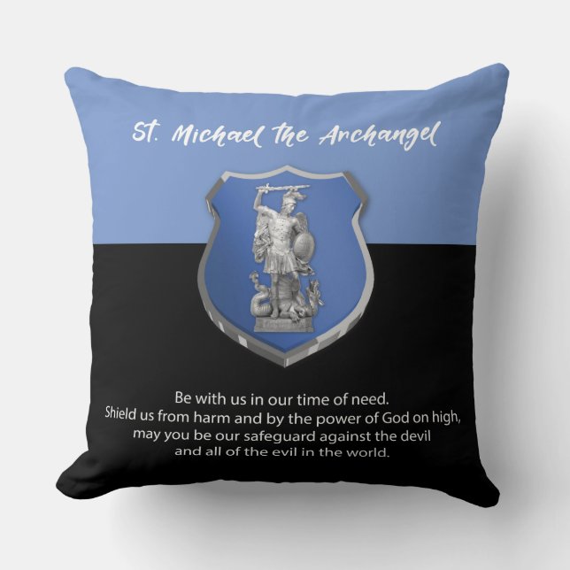 St. Michael Archangel Prayer Thinking of You Throw Pillow (Front)