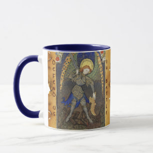 St.Michael Archangel With Devil Monogram Parchment Mug