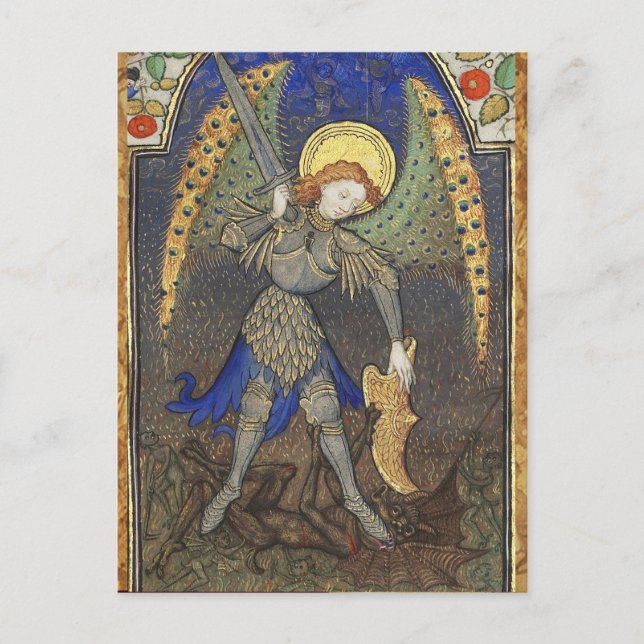 St MICHAEL ARCHANGEL WITH DEVIL Postcard (Front)