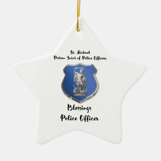 St. Michael Blessings to New Police Officer Ceramic Ornament (Front)