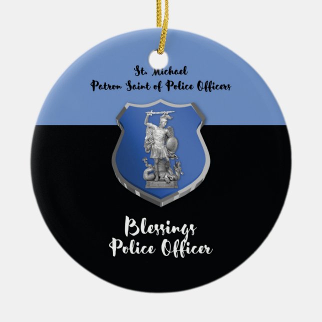 St. Michael Blessings to New Police Officer Ceramic Ornament (Front)