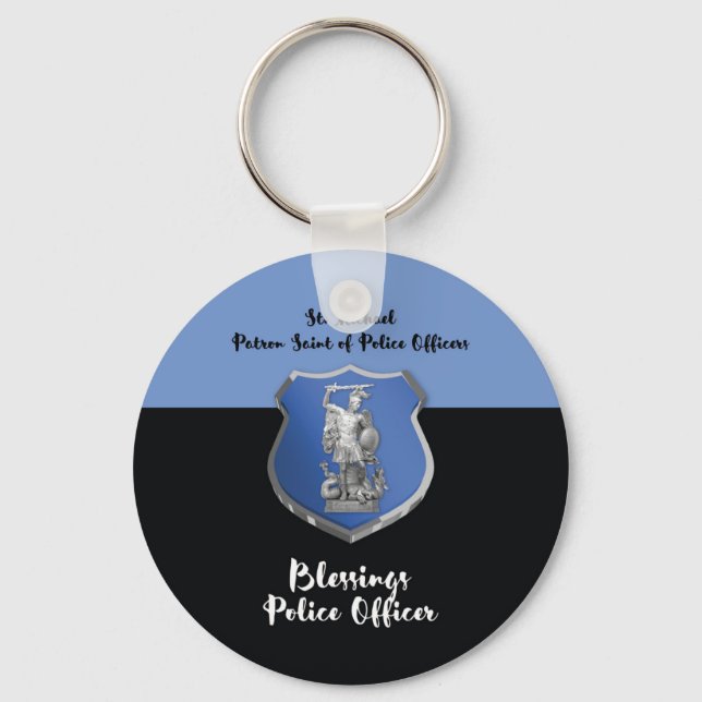 St. Michael Blessings to New Police Officer Keychain (Front)