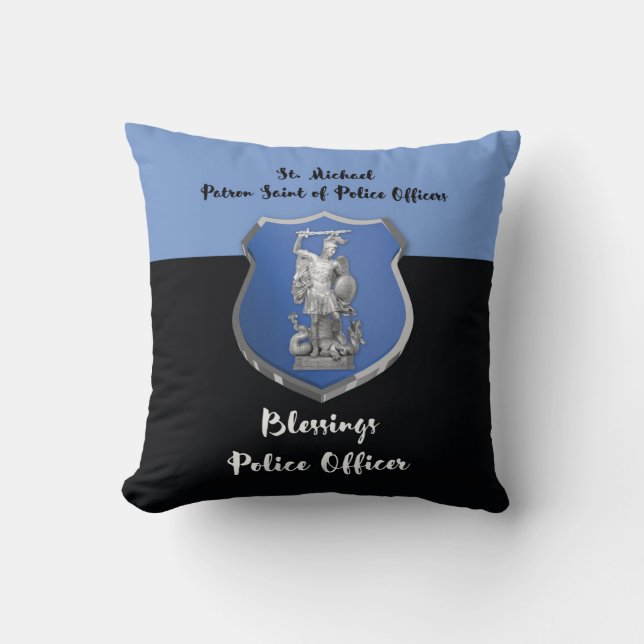 St. Michael Blessings to New Police Officer Throw Pillow (Front)