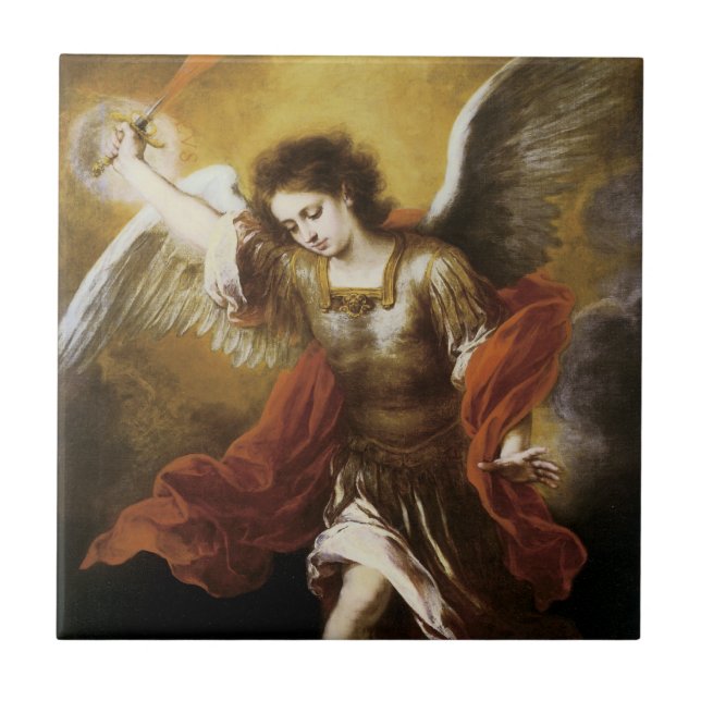 St Michael by Murillo Tile (Front)
