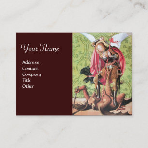 ST. MICHAEL ,DRAGON AND JUSTICE,green red brown Business Card