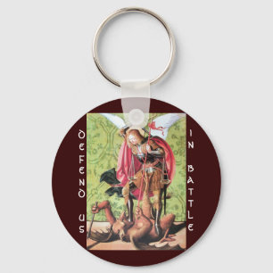 ST. MICHAEL,DRAGON AND JUSTICE,Green Red Brown Keychain