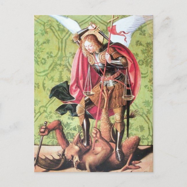 ST. MICHAEL ,DRAGON AND JUSTICE Prayer Card (Front)