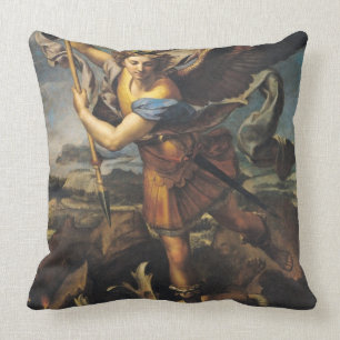 St. Michael Overwhelming the Demon, 1518 Throw Pillow