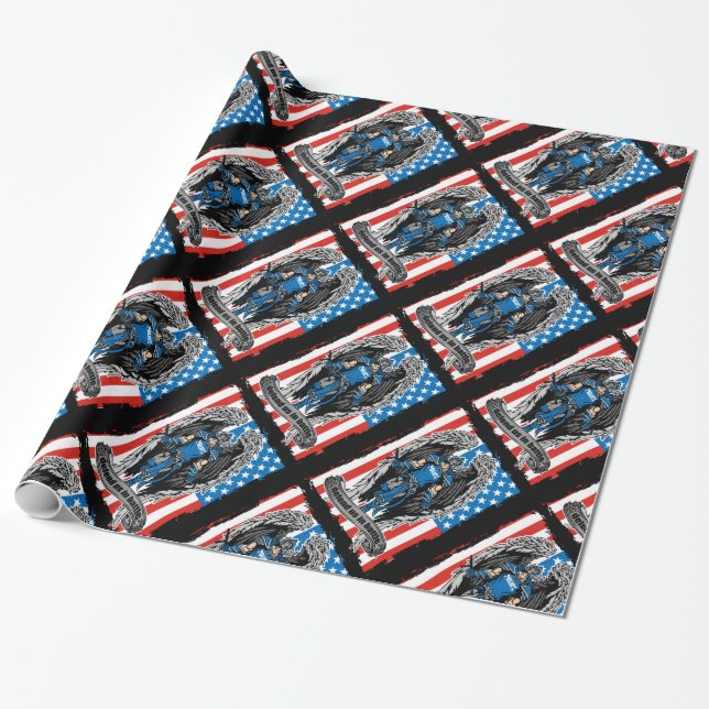 St. Michael Police Officers Defend Us in Battle Wrapping Paper (Unrolled)
