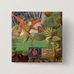 St. Michael Slaying the Dragon 2 Inch Square Button