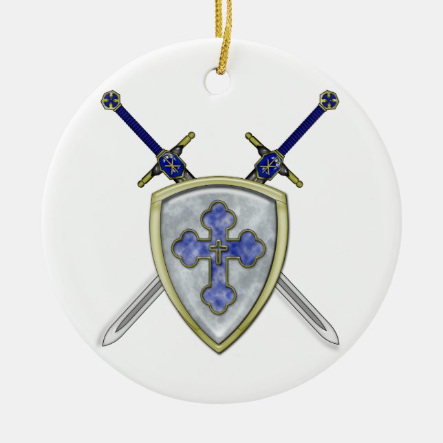 St Michael - Swords and Shield Ceramic Ornament (Front)