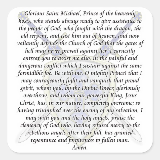 St Michael - Swords and Shield Square Sticker (Front)