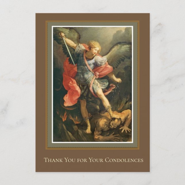 St. Michael Thank You Sympathy Condolence Enclosure Card (Front)