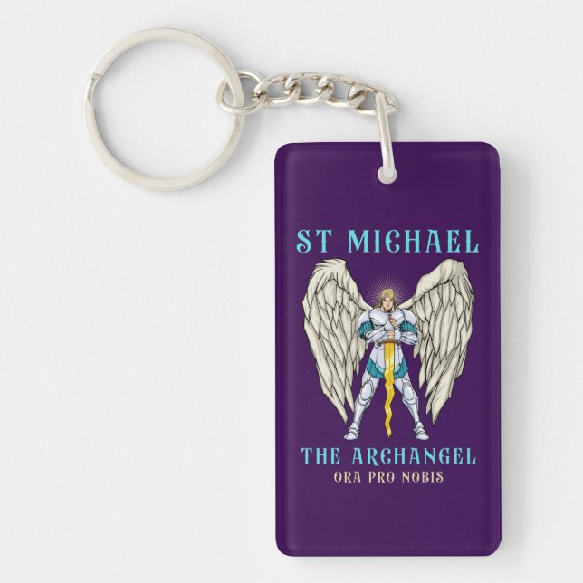  St Michael The Archangel Catholic Prayer  Keychain (Front)