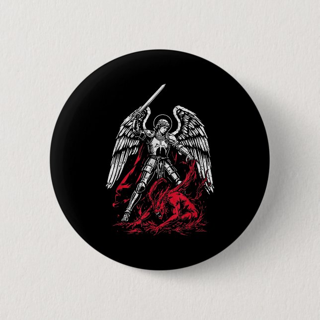St Michael The Archangel Defeats Satan Catholic  2 Inch Round Button (Front)