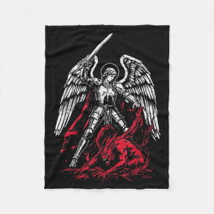St Michael The Archangel Defeats Satan Catholic  Fleece Blanket