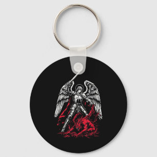 St Michael The Archangel Defeats Satan Catholic  Keychain