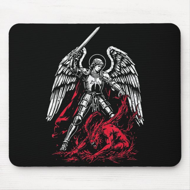 St Michael The Archangel Defeats Satan Catholic  Mouse Pad (Front)
