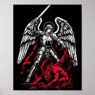 St Michael The Archangel Defeats Satan Catholic Poster