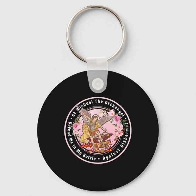 St. Michael The Archangel Help Me Against Heimerhe Keychain (Front)