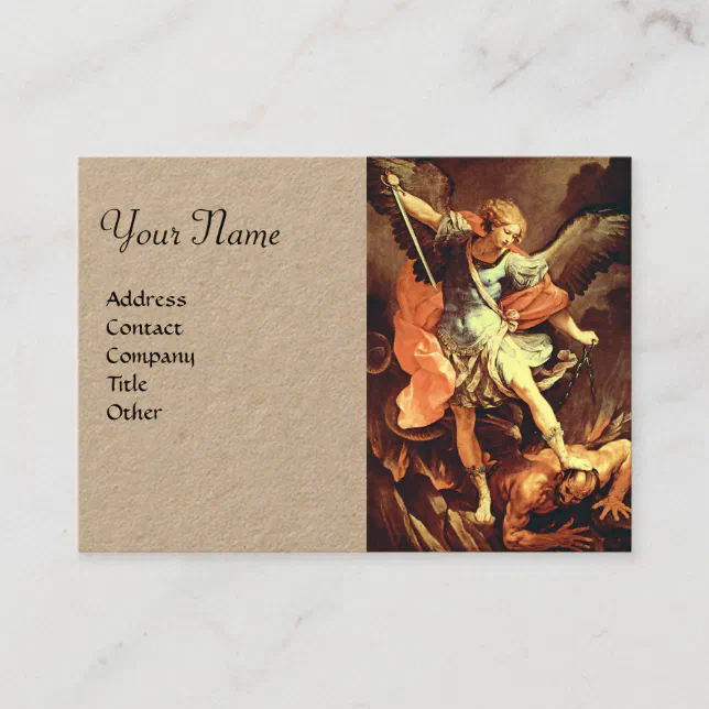St. Michael the Archangel Kraft Paper Business Card | Zazzle