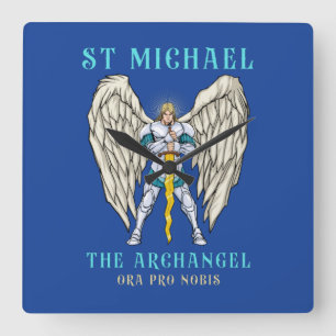 St Michael the Archangel Magnet Catholic Prayer Square Wall Clock