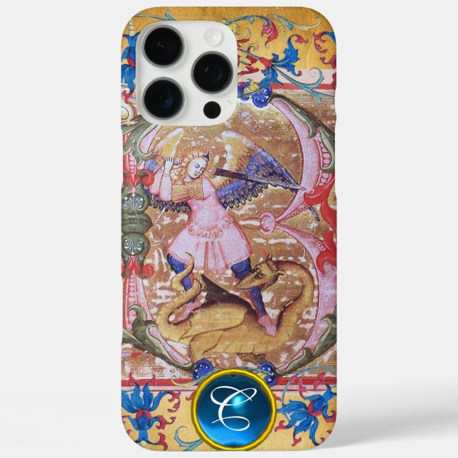 St. Michael the Archangel Monogram Antique Floral Case-Mate iPhone Case (Back)