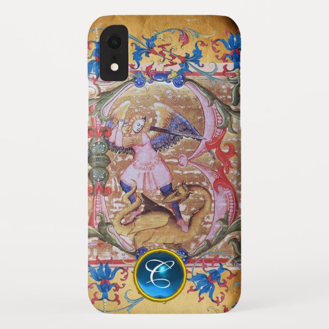 St. Michael the Archangel Monogram Antique Floral Case-Mate iPhone Case (Back)