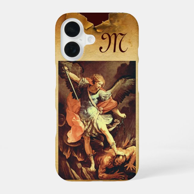 St. Michael the Archangel Monogram iPhone 16 Case (Back)