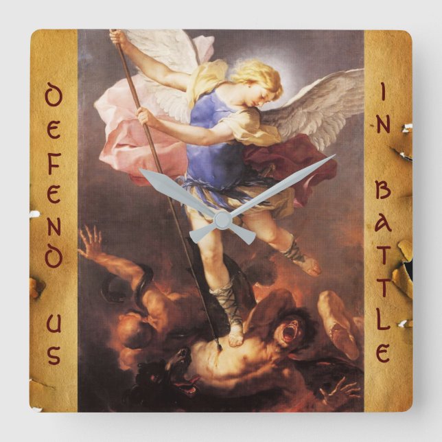 St. Michael the Archangel Parchment Square Wall Clock (Front)