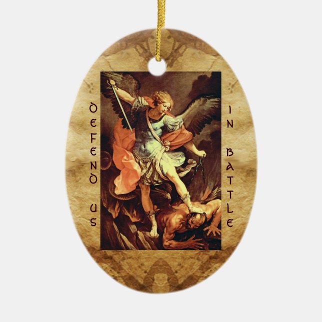 St. Michael the Archangel Prayer Ceramic Ornament (Front)