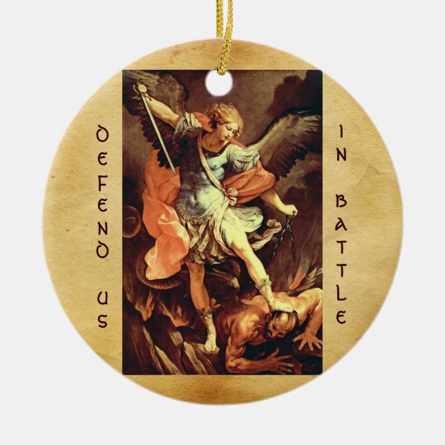 St. Michael the Archangel Prayer Ceramic Ornament (Front)