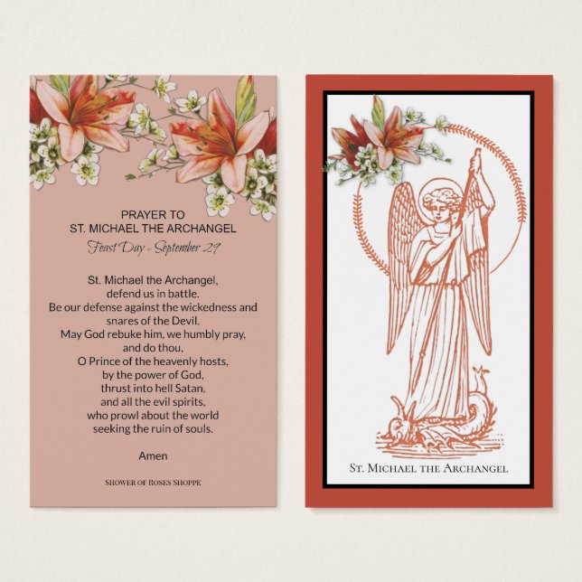 St. Michael the Archangel Prayer Holy Card (Front & Back)