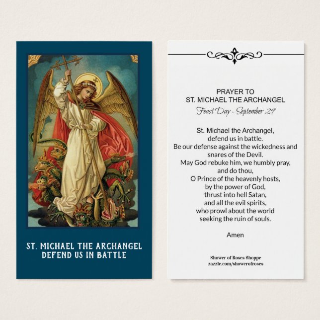St. Michael the Archangel Prayer Holy Card (Front & Back)