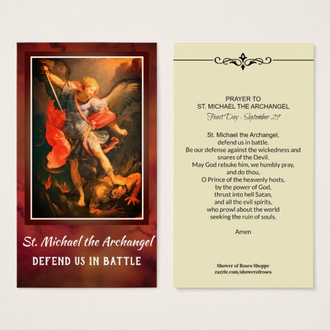 St. Michael the Archangel Prayer Holy Card (Front & Back)