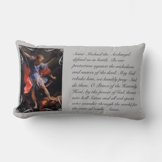 St. Michael, the Archangel Prayer Throw Pillow (Front)