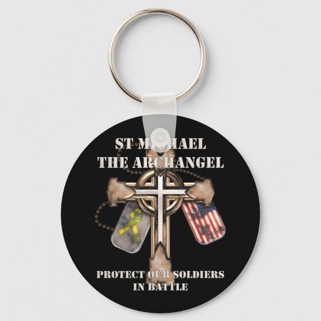 St Michael The Archangel - Protect Our Soldiers Keychain (Front)