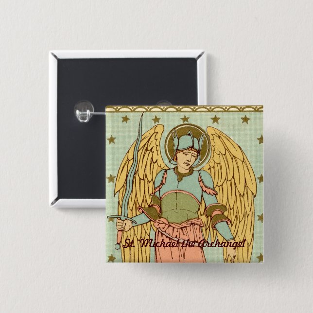 St. Michael the Archangel (RLS 12) 2 Inch Square Button (Front & Back)