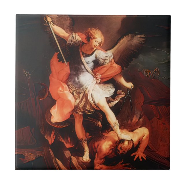 St Michael The Archangel Saint Angel Red Reni  Tile (Front)