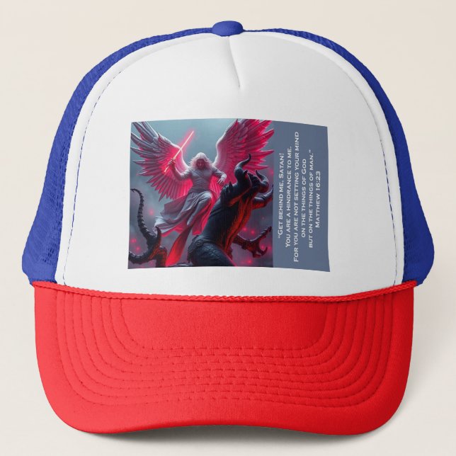 St. Michael the Archangel Slays Satan Trucker Hat (Front)